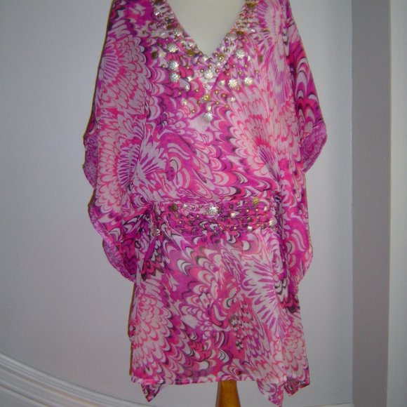 Pink Patterned Swim Coverup - Picture 3 of 8
